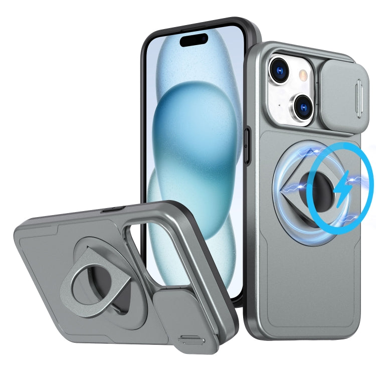 For iPhone 15 Plus Camshield MagSafe Ring Holder Armor Phone Case(Titanium Grey) - iPhone 15 Plus Cases by PMC TechLife | Online Shopping South Africa | PMC TechLife