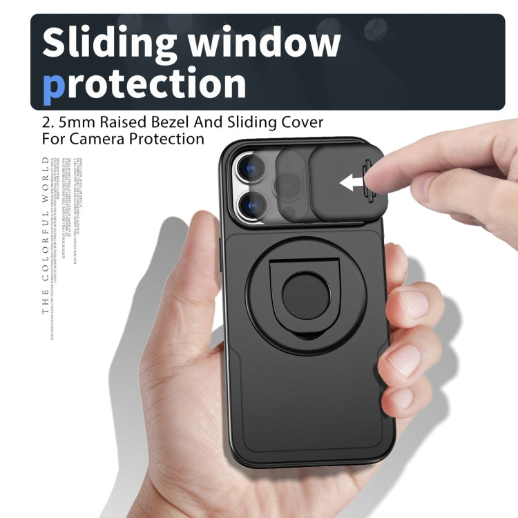For iPhone 14 Pro Camshield MagSafe Ring Holder Armor Phone Case(Black)