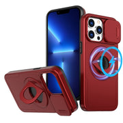 For iPhone 13 Pro Max Camshield MagSafe Ring Holder Armor Phone Case(Red)