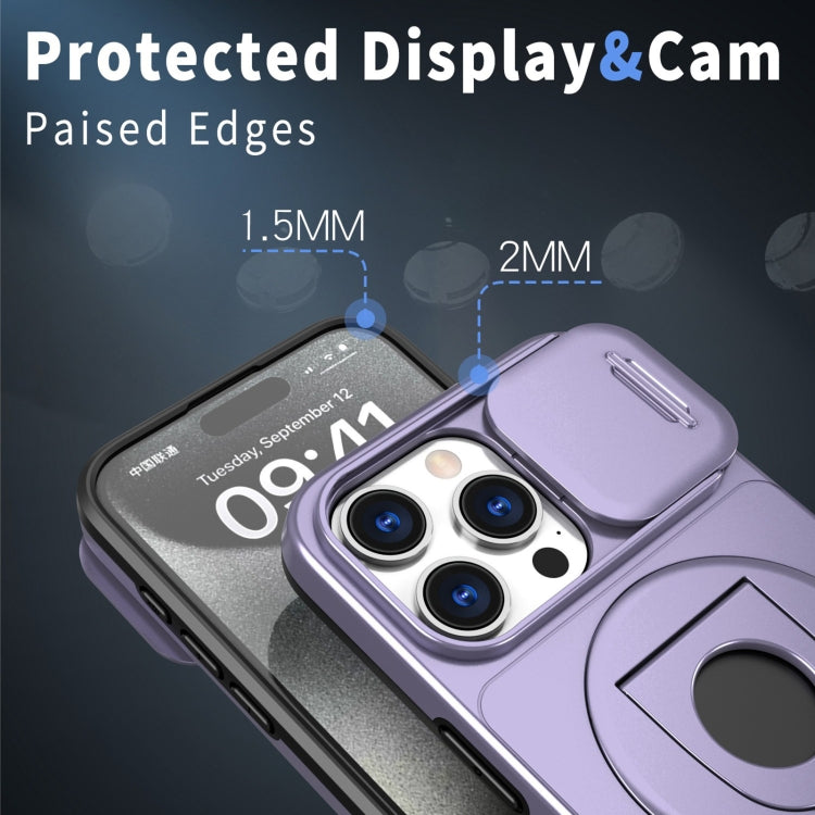 For iPhone 11 Pro Camshield MagSafe Ring Holder Armor Phone Case(Purple)