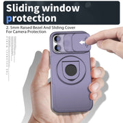 For iPhone 12 Pro Camshield MagSafe Ring Holder Armor Phone Case(Purple)