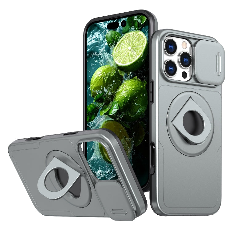 For iPhone 16 Pro Camshield MagSafe Ring Holder Armor Phone Case(Titanium Grey) - iPhone 16 Pro Cases by PMC TechLife | Online Shopping South Africa | PMC TechLife | Buy Now Pay Later Mobicred