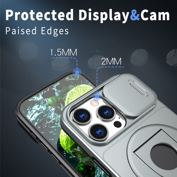 For iPhone 16 Pro Camshield MagSafe Ring Holder Armor Phone Case(Titanium Grey) - iPhone 16 Pro Cases by PMC TechLife | Online Shopping South Africa | PMC TechLife | Buy Now Pay Later Mobicred