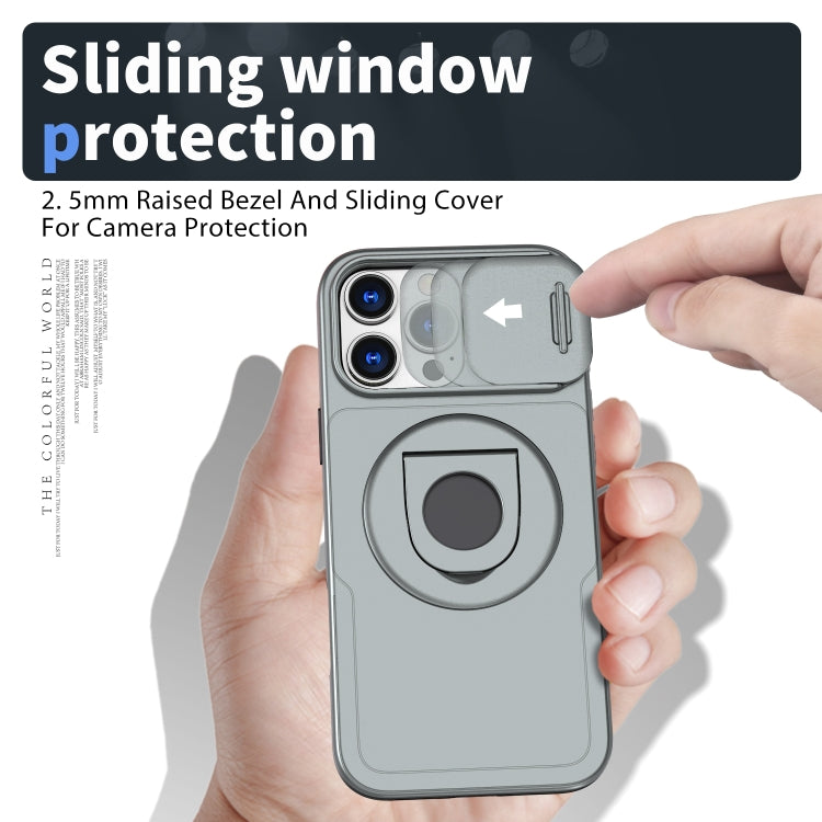For iPhone 16 Pro Camshield MagSafe Ring Holder Armor Phone Case(Titanium Grey) - iPhone 16 Pro Cases by PMC TechLife | Online Shopping South Africa | PMC TechLife | Buy Now Pay Later Mobicred