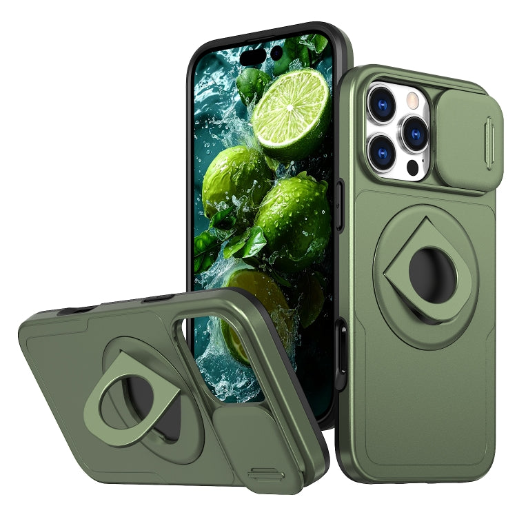 For iPhone 16 Pro Camshield MagSafe Ring Holder Armor Phone Case(Olive Green) - iPhone 16 Pro Cases by PMC TechLife | Online Shopping South Africa | PMC TechLife | Buy Now Pay Later Mobicred