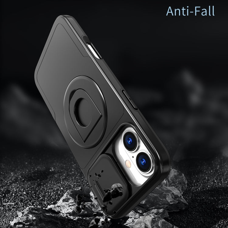 For iPhone 16 Plus Camshield MagSafe Ring Holder Armor Phone Case(Black) - iPhone 16 Plus Cases by PMC TechLife | Online Shopping South Africa | PMC TechLife | Buy Now Pay Later Mobicred