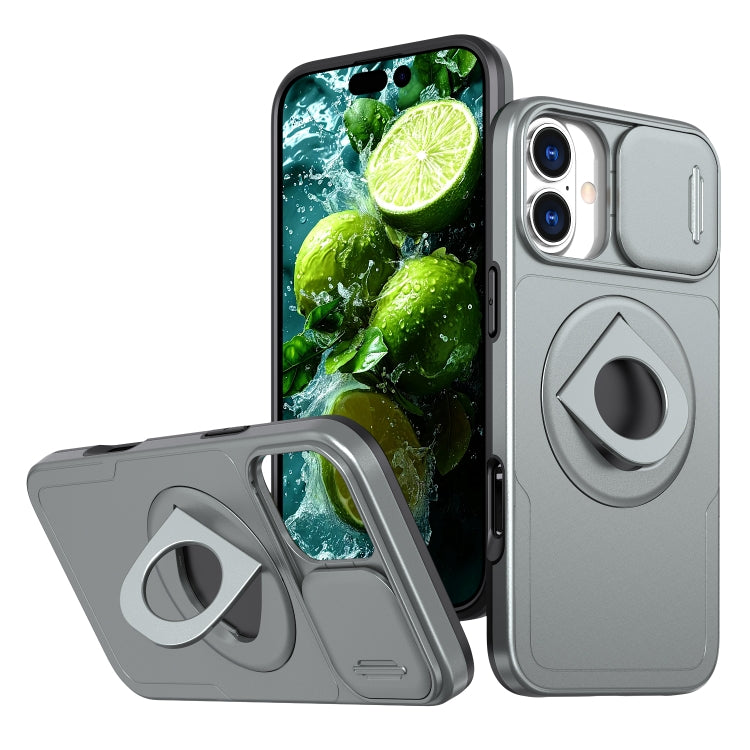 For iPhone 16 Plus Camshield MagSafe Ring Holder Armor Phone Case(Titanium Grey) - iPhone 16 Plus Cases by PMC TechLife | Online Shopping South Africa | PMC TechLife | Buy Now Pay Later Mobicred