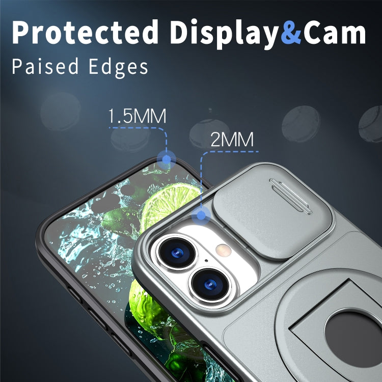 For iPhone 16 Plus Camshield MagSafe Ring Holder Armor Phone Case(Titanium Grey) - iPhone 16 Plus Cases by PMC TechLife | Online Shopping South Africa | PMC TechLife | Buy Now Pay Later Mobicred