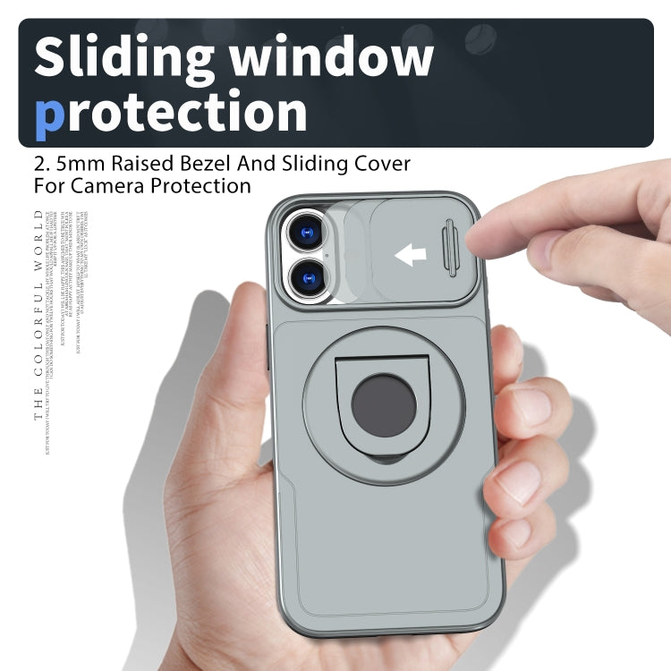 For iPhone 16 Plus Camshield MagSafe Ring Holder Armor Phone Case(Titanium Grey) - iPhone 16 Plus Cases by PMC TechLife | Online Shopping South Africa | PMC TechLife | Buy Now Pay Later Mobicred