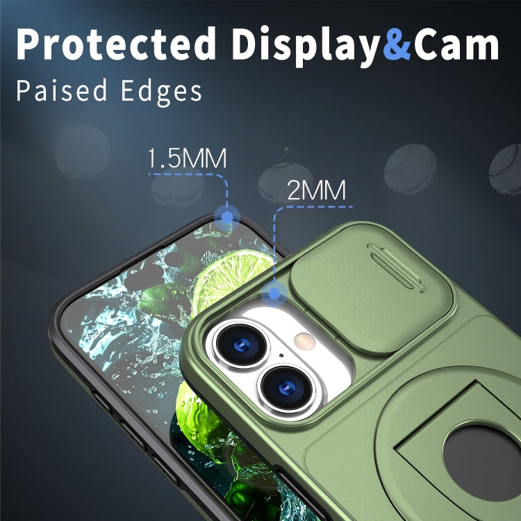 For iPhone 16 Plus Camshield MagSafe Ring Holder Armor Phone Case(Olive Green) - iPhone 16 Plus Cases by PMC TechLife | Online Shopping South Africa | PMC TechLife | Buy Now Pay Later Mobicred