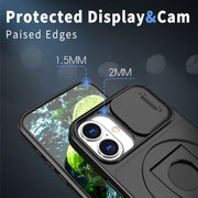 For iPhone 16 Camshield MagSafe Ring Holder Armor Phone Case(Black)