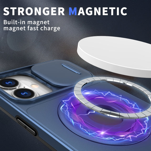 For iPhone 16 Camshield MagSafe Ring Holder Armor Phone Case(Blue)