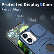 For iPhone 16 Camshield MagSafe Ring Holder Armor Phone Case(Blue)