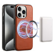 For iPhone 15 Pro Max Denior Cowhide Texture Leather MagSafe Phone Case(Brown) - iPhone 15 Pro Max Cases by Denior | Online Shopping South Africa | PMC TechLife | Buy Now Pay Later Mobicred