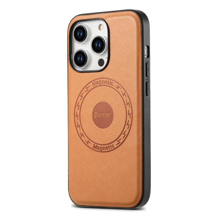 For iPhone 13 Pro Denior Cowhide Texture Leather MagSafe Phone Case(Khaki) - free shipping - PMC TechLife - Order now!