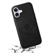For iPhone 16 Plus Denior Cowhide Texture Leather MagSafe Phone Case(Black)