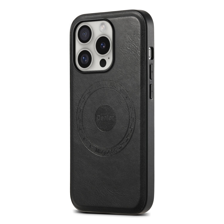For iPhone 16 Pro Denior Cowhide Texture Leather MagSafe Phone Case(Black)