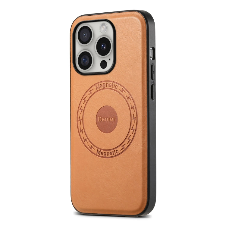 For iPhone 16 Pro Denior Cowhide Texture Leather MagSafe Phone Case(Khaki) - free shipping - PMC TechLife - Order now!