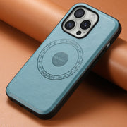 For iPhone 16 Pro Max Denior Cowhide Texture Leather MagSafe Phone Case(Blue)