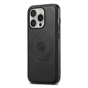 For iPhone 16 Pro Max Denior Cowhide Texture Leather MagSafe Phone Case(Black)