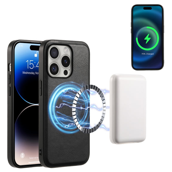 For iPhone 16 Pro Max Denior Cowhide Texture Leather MagSafe Phone Case(Black)