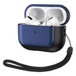 For AirPods Pro 2 Electroplated Leather Texture Wireless Earphones Protective Case(Navy Blue) - For AirPods Pro 2 by PMC Jewellery | Online Shopping South Africa | PMC Jewellery | Buy Now Pay Later Mobicred