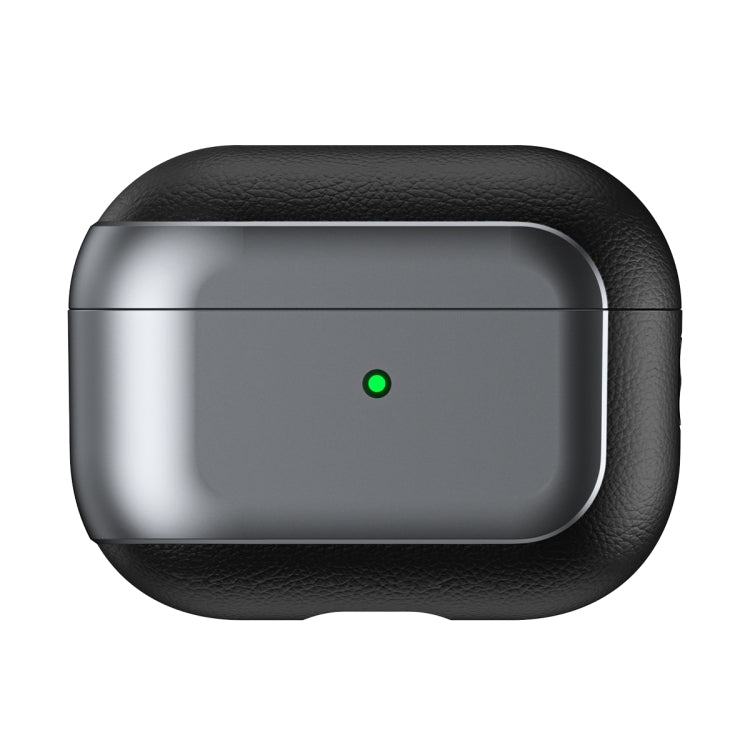 For AirPods Pro 2 Electroplated Leather Texture Wireless Earphones Protective Case(Grey) - For AirPods Pro 2 by PMC Jewellery | Online Shopping South Africa | PMC Jewellery | Buy Now Pay Later Mobicred