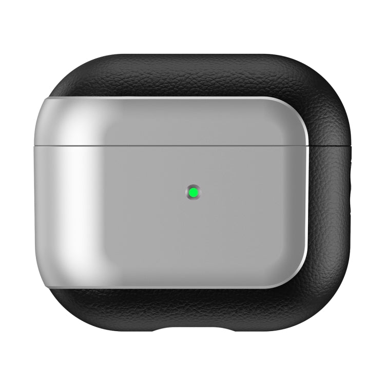 For AirPods 3 Electroplated Leather Texture Wireless Earphones Protective Case(Silver) - free shipping - PMC Jewellery - Order now!