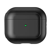 For AirPods 3 Electroplated Leather Texture Wireless Earphones Protective Case(Black)