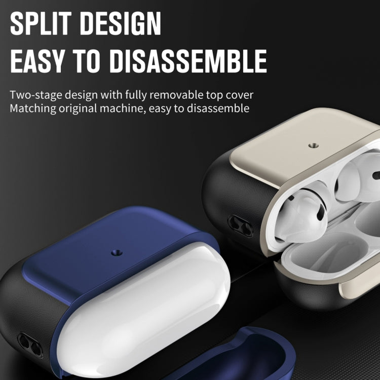 For AirPods Pro 2 Electroplated Leather Texture Wireless Earphones Protective Case(Titanium Grey)