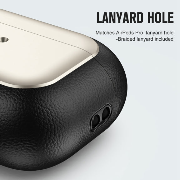 For AirPods Pro 2 Electroplated Leather Texture Wireless Earphones Protective Case(Titanium Grey)