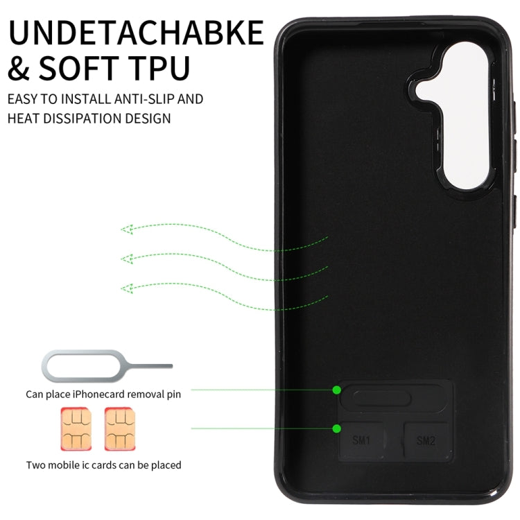 For Samsung Galaxy S24+ 5G Calf Texture Card Slot Ring Holder Phone Case(Red) - Galaxy S24+ 5G Cases by PMC TechLife | Online Shopping South Africa | PMC TechLife