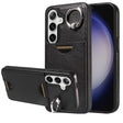For Samsung Galaxy S24 5G Calf Texture Card Slot Ring Holder Phone Case(Black) - Galaxy S24 5G Cases by PMC TechLife | Online Shopping South Africa | PMC TechLife