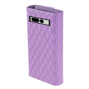 For Google Pixel 8 Pro Zipper Multi-Card Wallet Rhombic Leather Phone Case(Purple)