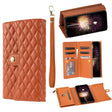 For Google Pixel 8 Pro Zipper Multi-Card Wallet Rhombic Leather Phone Case(Brown) - free shipping - PMC TechLife - Order now!