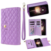 For Google Pixel 8 Zipper Multi-Card Wallet Rhombic Leather Phone Case(Purple)