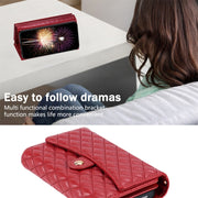 For Google Pixel 8 Zipper Multi-Card Wallet Rhombic Leather Phone Case(Red)
