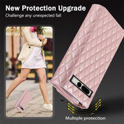 For Google Pixel 8 Zipper Multi-Card Wallet Rhombic Leather Phone Case(Rose Gold)