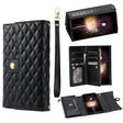 For Google Pixel 6a Zipper Multi-Card Wallet Rhombic Leather Phone Case(Black) - Google Cases by PMC TechLife | Online Shopping South Africa | PMC TechLife | Buy Now Pay Later Mobicred