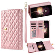 For Google Pixel 6a Zipper Multi-Card Wallet Rhombic Leather Phone Case(Rose Gold) - Google Cases by PMC TechLife | Online Shopping South Africa | PMC TechLife | Buy Now Pay Later Mobicred