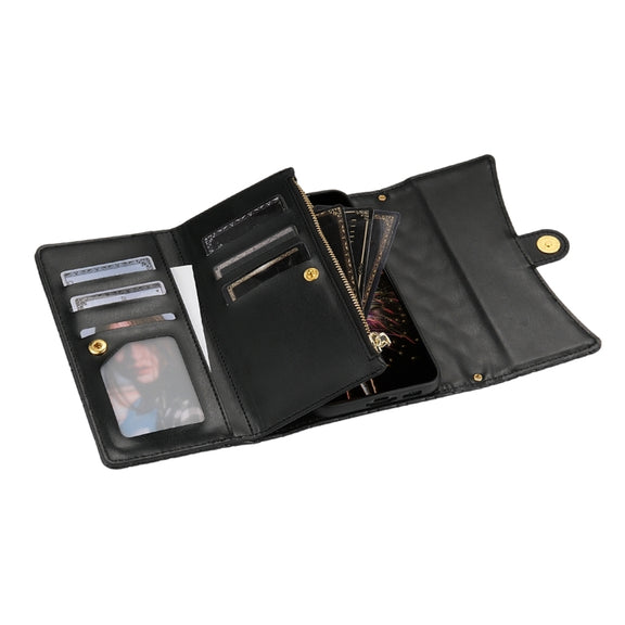 For Google Pixel 6 Zipper Multi-Card Wallet Rhombic Leather Phone Case(Black)