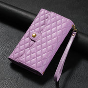 For Google Pixel 6 Zipper Multi-Card Wallet Rhombic Leather Phone Case(Purple)