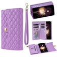 For Google Pixel 6 Pro Zipper Multi-Card Wallet Rhombic Leather Phone Case(Purple) - Google Cases by PMC TechLife | Online Shopping South Africa | PMC TechLife | Buy Now Pay Later Mobicred
