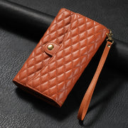 For Google Pixel 6 Pro Zipper Multi-Card Wallet Rhombic Leather Phone Case(Brown)