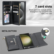 For Samsung Galaxy S24 Ultra 5G Zipper Multi-Card Wallet Rhombic Leather Phone Case(Black)
