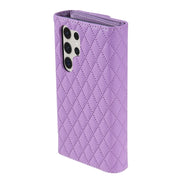 For Samsung Galaxy S24 Ultra 5G Zipper Multi-Card Wallet Rhombic Leather Phone Case(Purple)