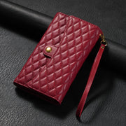 For Samsung Galaxy S24 Ultra 5G Zipper Multi-Card Wallet Rhombic Leather Phone Case(Red)