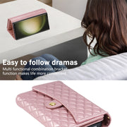 For Samsung Galaxy S24 Ultra 5G Zipper Multi-Card Wallet Rhombic Leather Phone Case(Rose Gold)