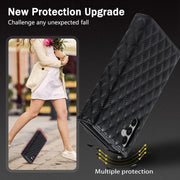 For Samsung Galaxy S24+ 5G Zipper Multi-Card Wallet Rhombic Leather Phone Case(Black)