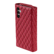 For Samsung Galaxy S24+ 5G Zipper Multi-Card Wallet Rhombic Leather Phone Case(Red)